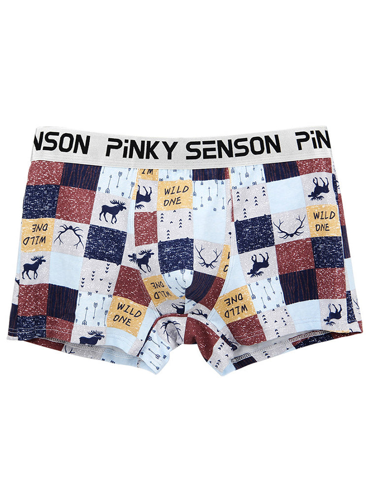 4 Pack Men's Checkered Pattern Cotton Trunks