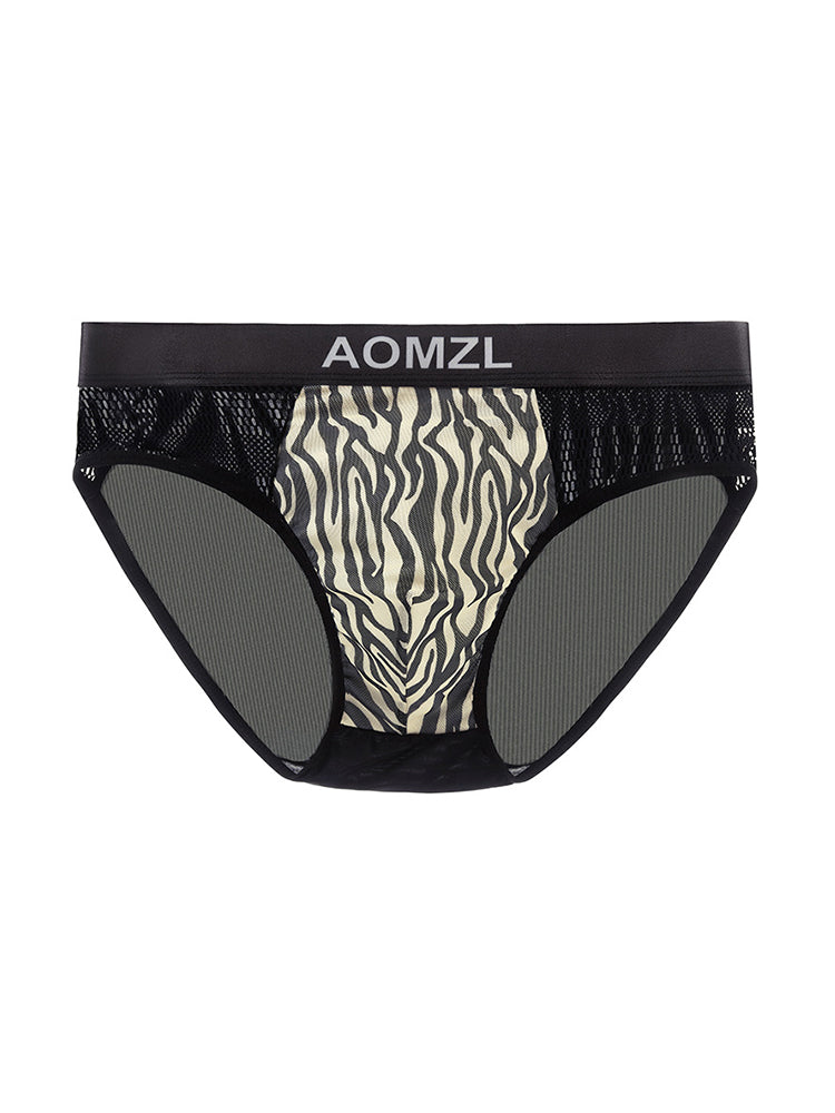 4-pack Men's Sexy Leopard Print Ice Silk Mesh Briefs