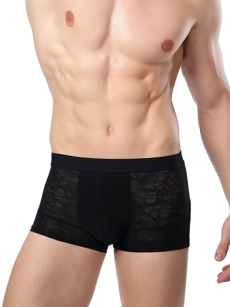2-pack Men's Ice Silk Breathable Printed Hollow Boxer Briefs