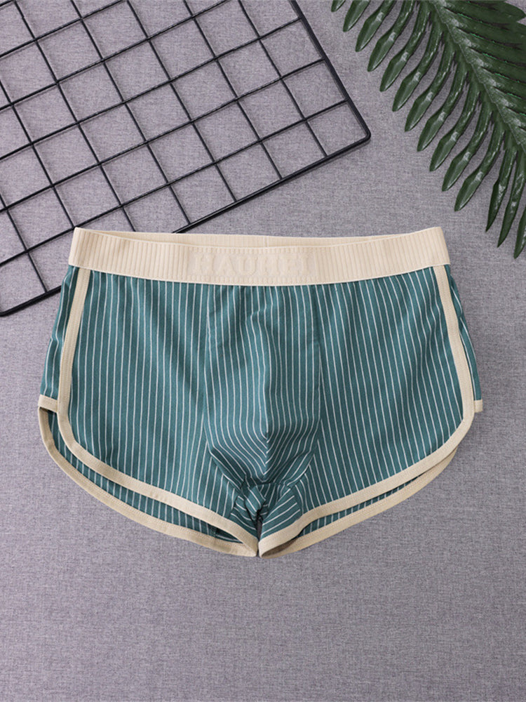 4 Pack Men's Striped Printed Personality Trendy Youth Boxer Briefs