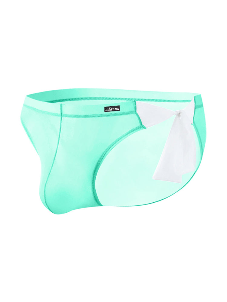 Men's Sexy Translucent Lace-up Briefs with Unfastened U-shaped Large Pouch