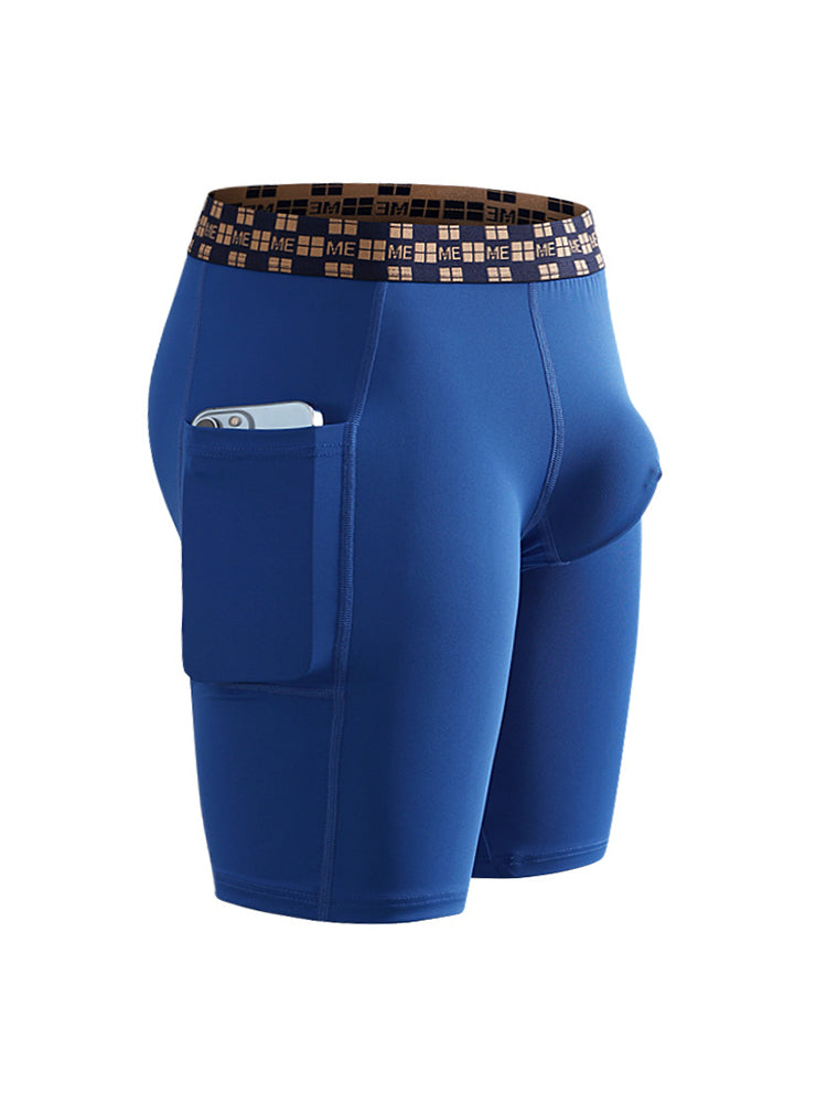 2 Pack Men's Compression Boxer Shorts with Side Pocket