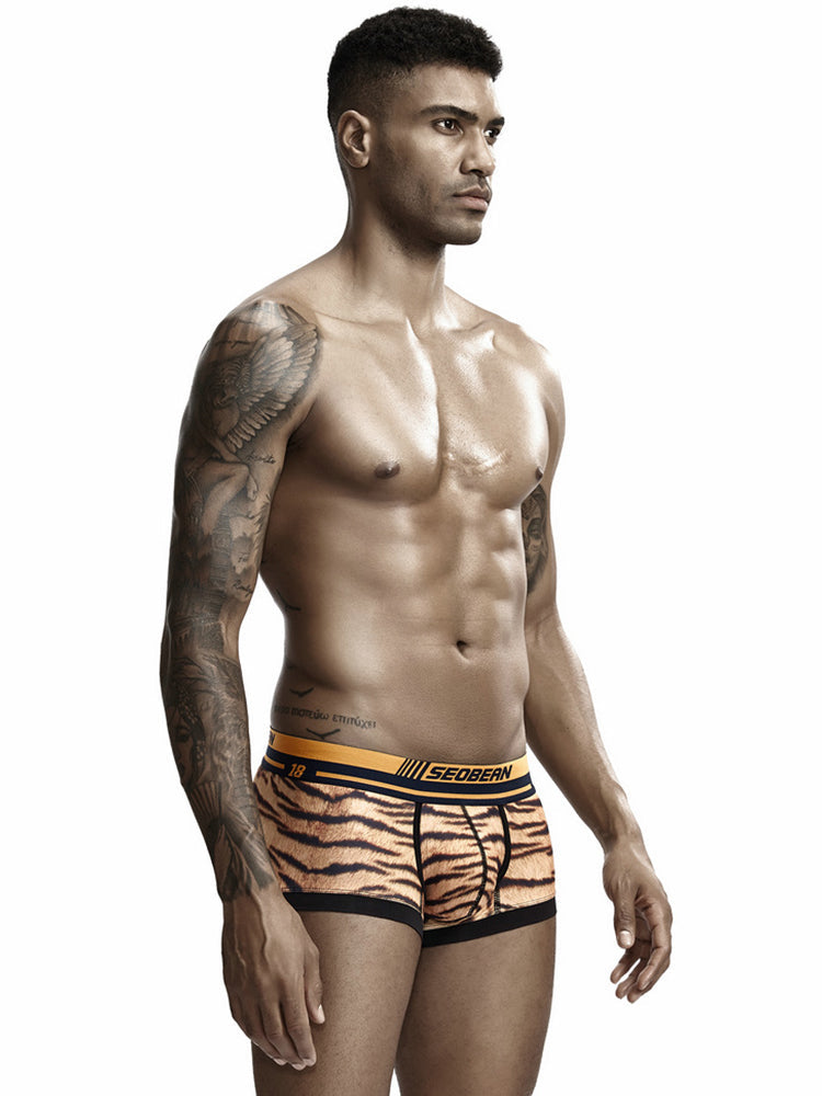 Men's Sexy Tiger Print Pouch Trunks