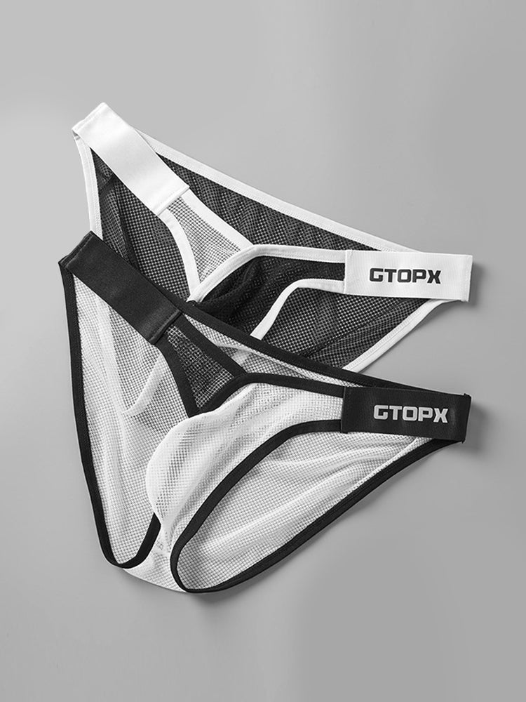 2 Pack Men's U-Pouch Sheer Mesh Briefs