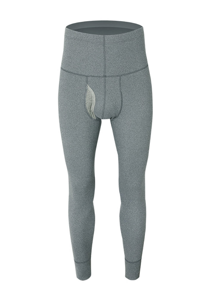 Men's High Waist Plus Fleece Cotton Warm Pants with  with Fly