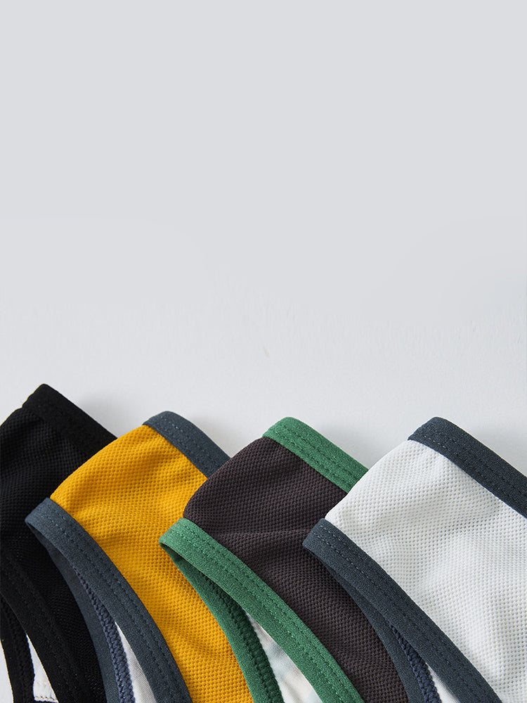 Men's Spliced Striped Mesh Pouch Briefs