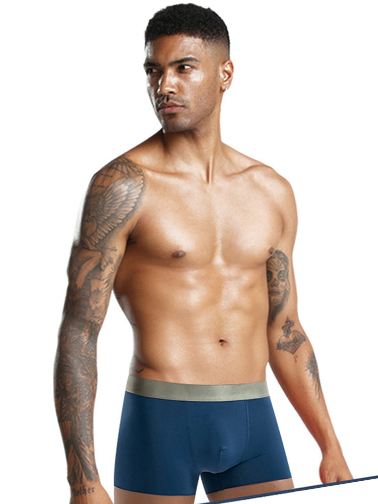 3 Pack Men's Solid Color Lightweight Comfortable Breathable Seamless Trunks