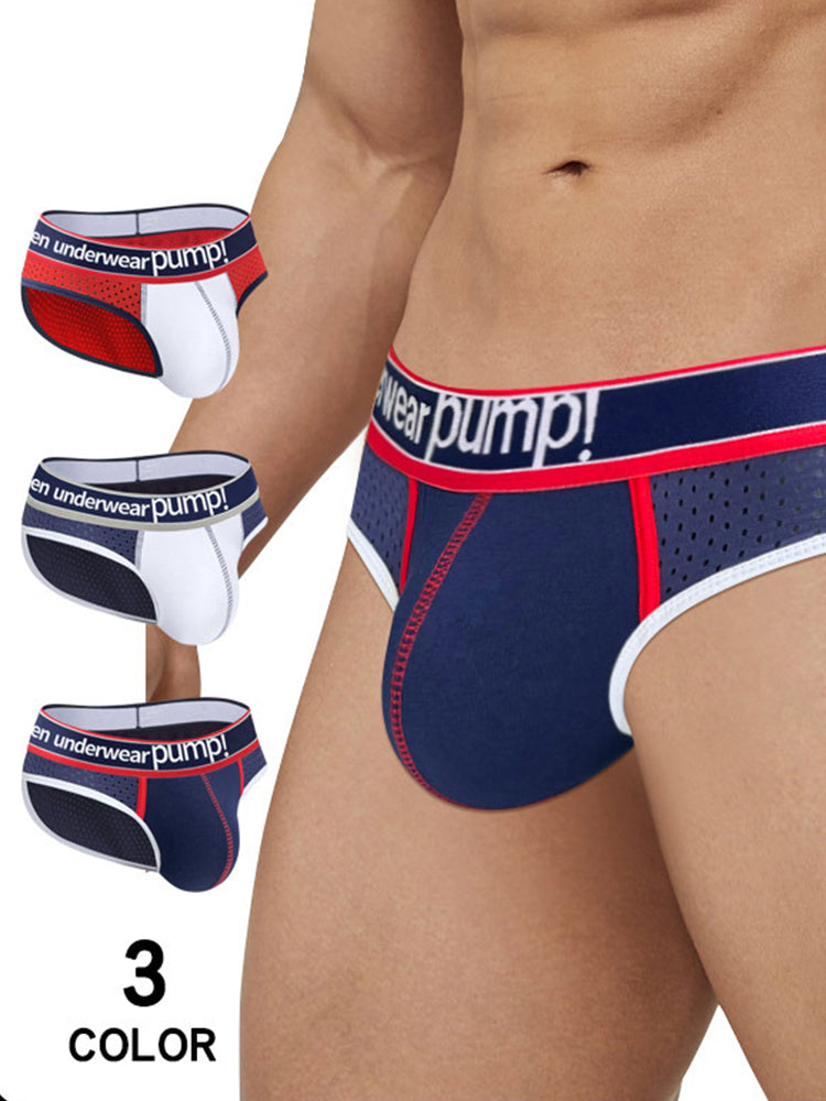 2 Pack Men's Breathable Mesh Comfortable U-convex Large Pouch Sports Briefs