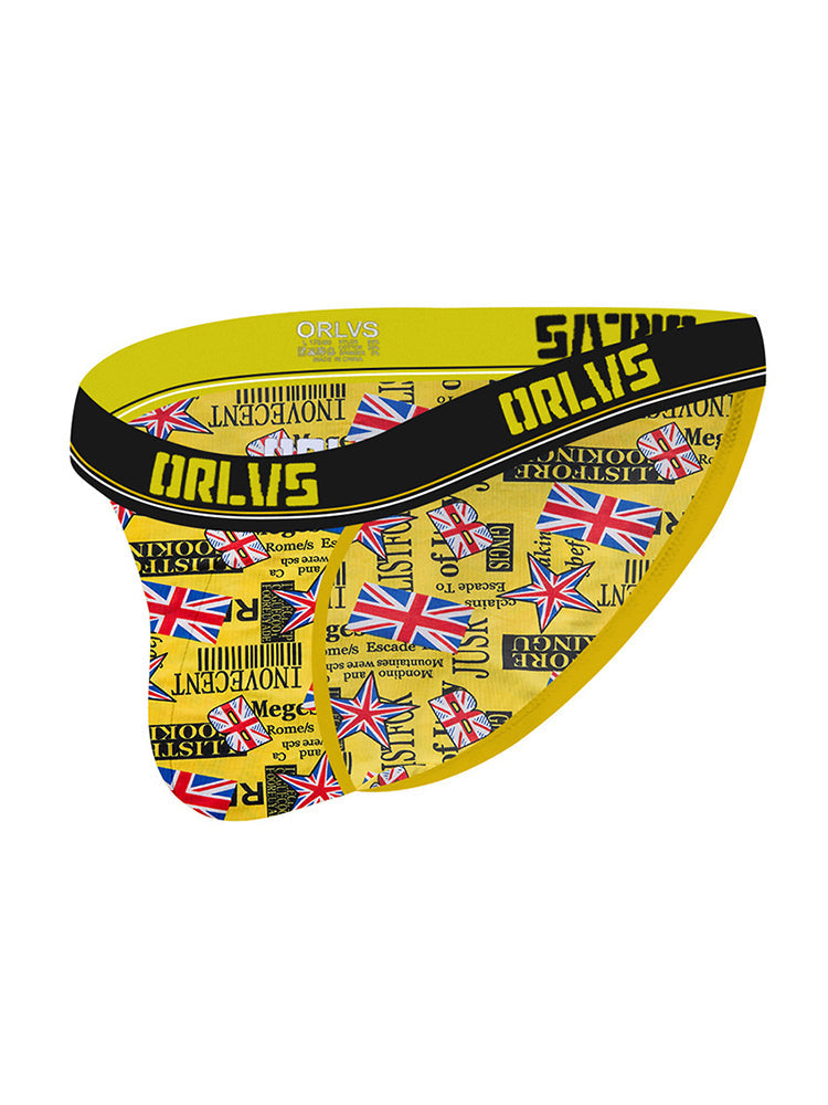 2 Pack Men's Breathable Ice Silk High-Cut Printed Bikini