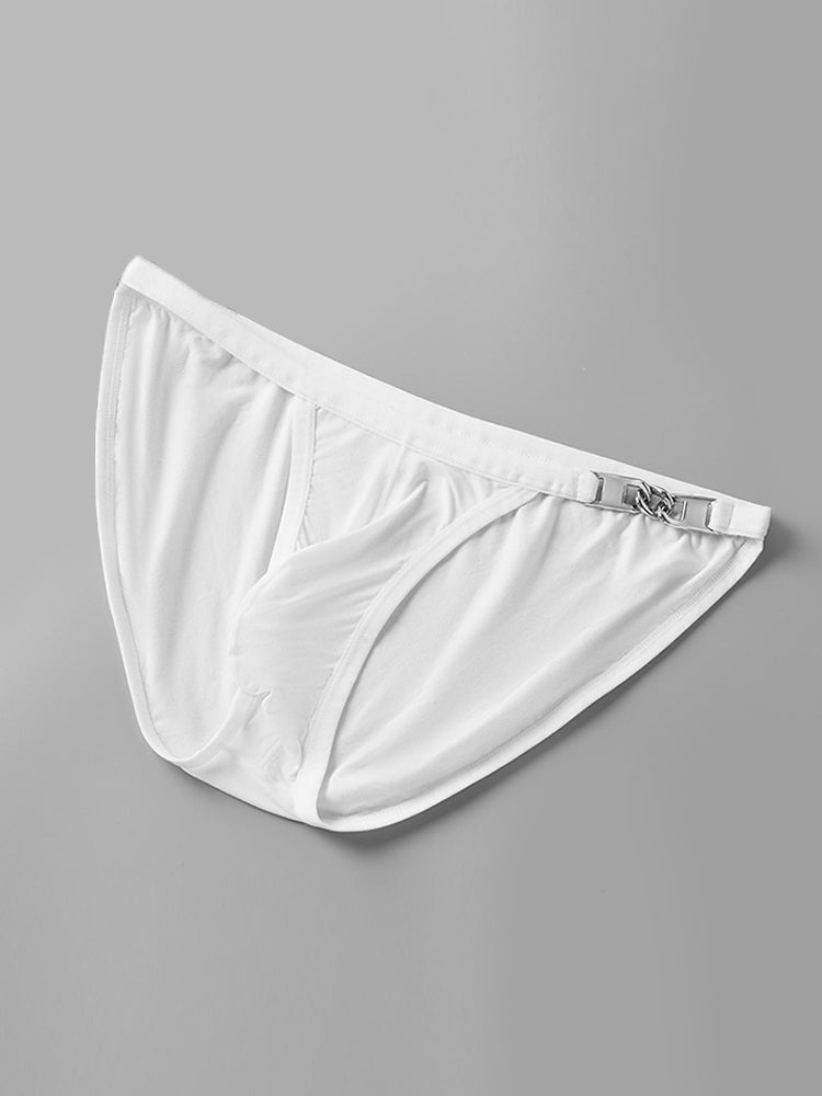 2 Pack Men's U-Pouch Low-Rise Metal-Clasp Thin Briefs