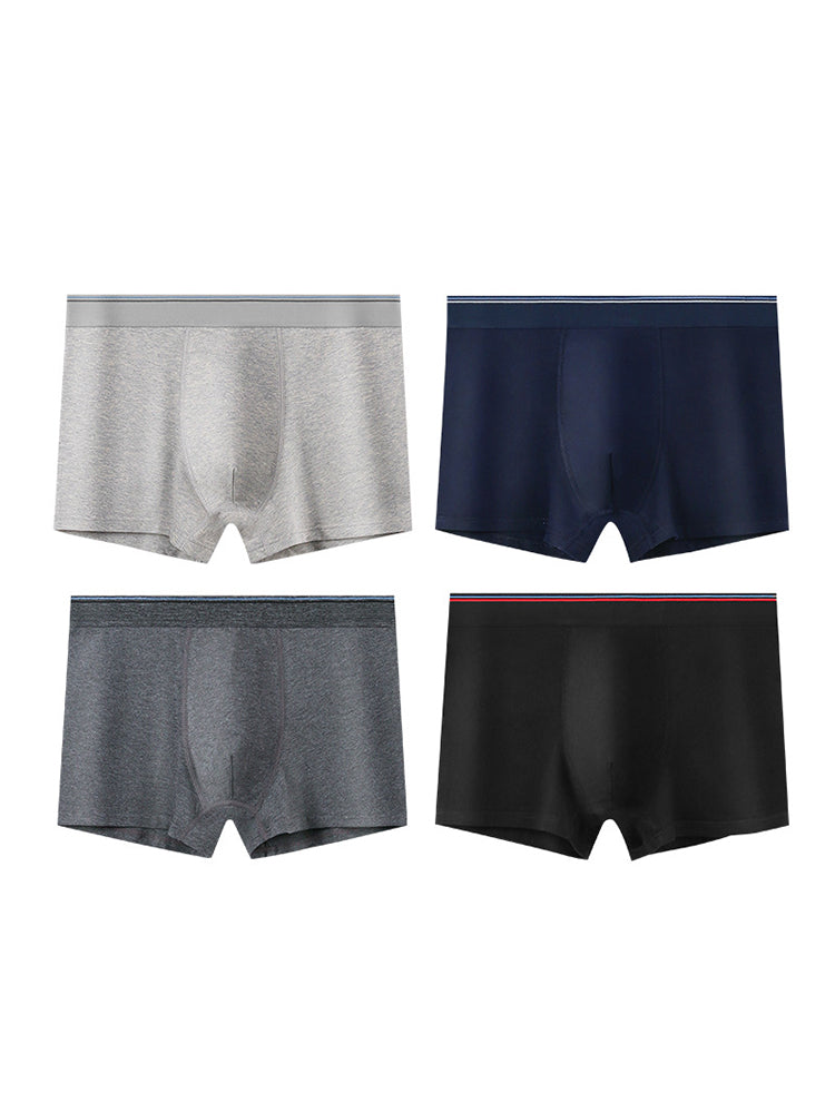 4 Pack Men's Comfortable Cotton Anti-Chafing High Elasticity Sports Boxer Briefs