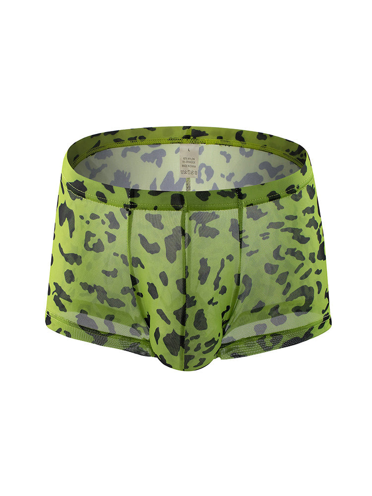 4 Pack Leopard Print See-through Mesh Trunks