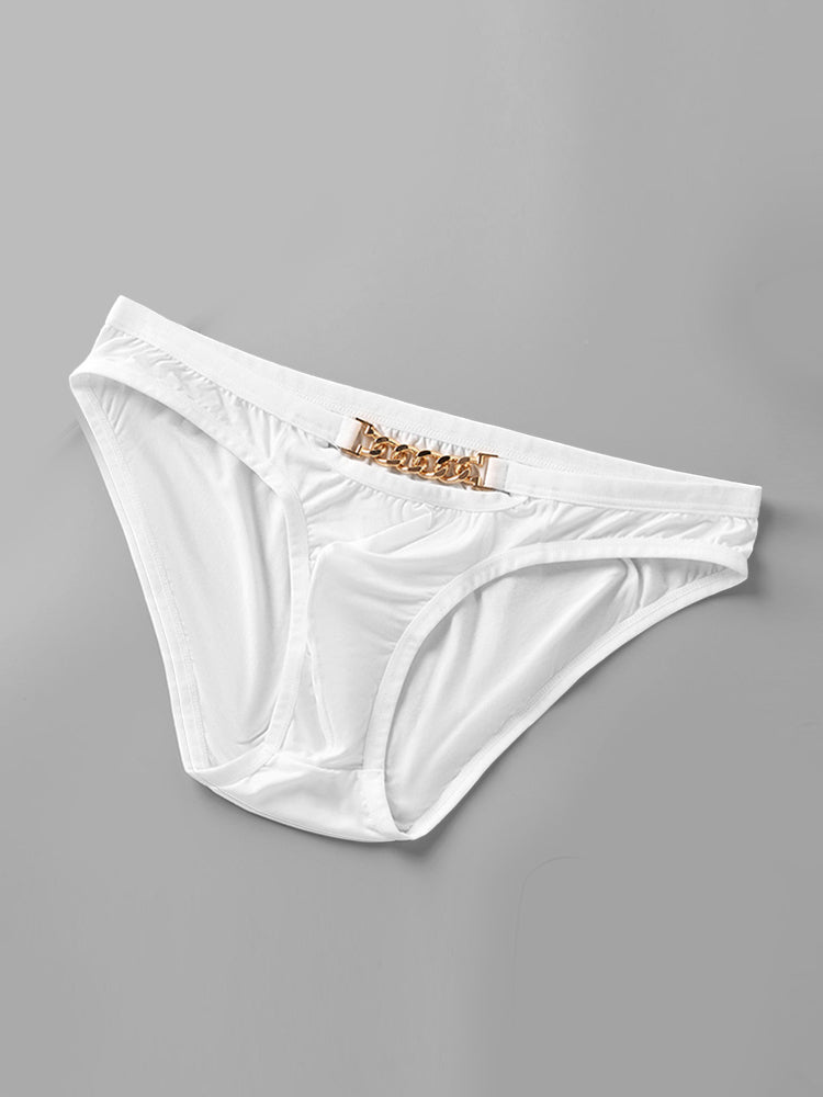 2 Pack Men's U-Pouch Design Metal-Clasp Thin Briefs