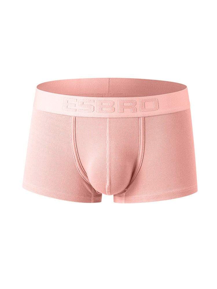 2 Pack Men's Single-Layer U-Pouch Ribbed Sweat-Absorbing Breathable Trunks