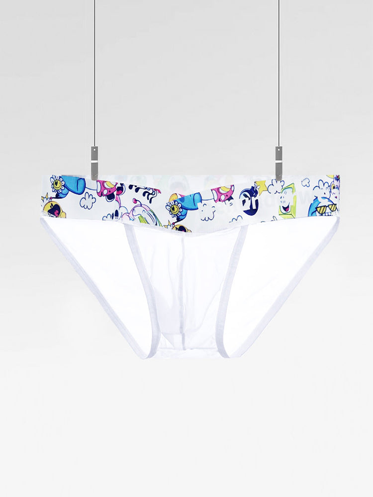 2 Pack Men's High-Cut Cartoon Waistband Breathable Semi-Transparent Bikini