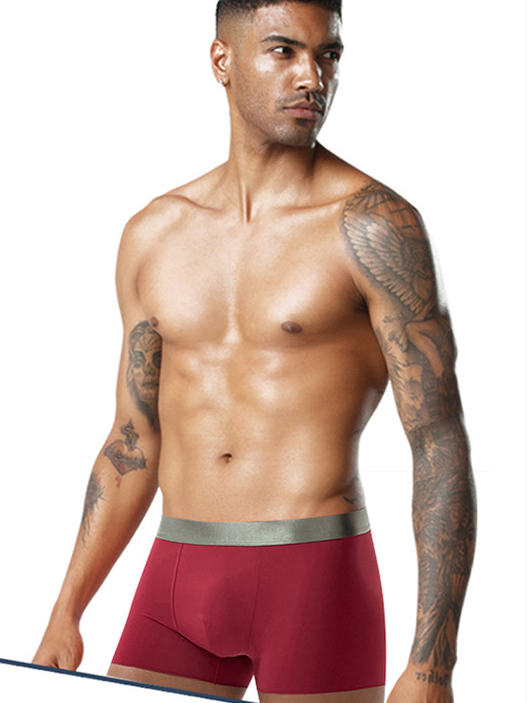 3 Pack Men's Solid Color Lightweight Comfortable Breathable Seamless Trunks