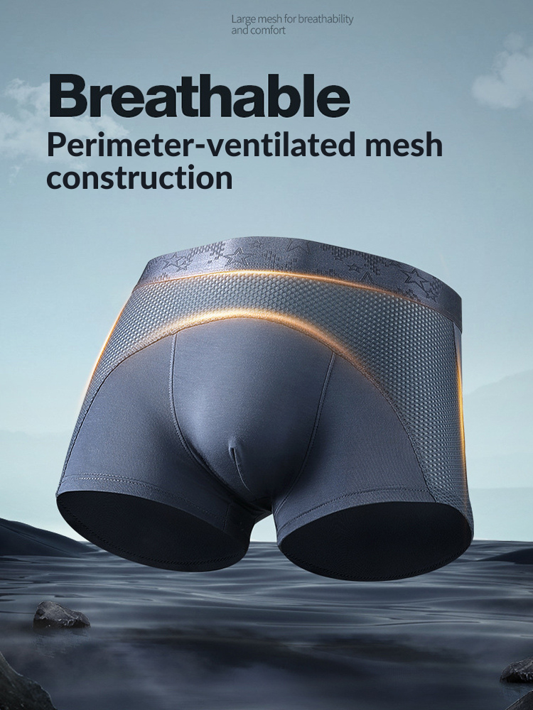 3 Pack Men's Ice Silk Sports Breathable Boxer Briefs