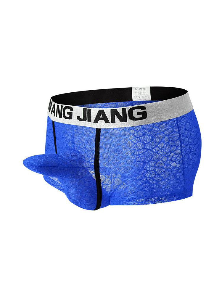 2 Pack Men's Ice Silk Lace Solid Sexy Trunks