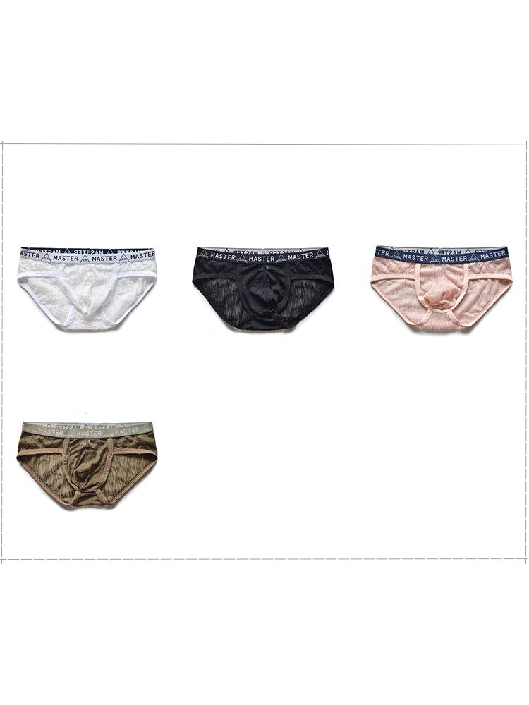 2 Pack Men's Low-Rise Sexy Lace U-Pouch Briefs