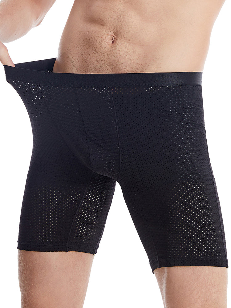 Men's Quick Dry Mesh Long Leg Boxer Briefs