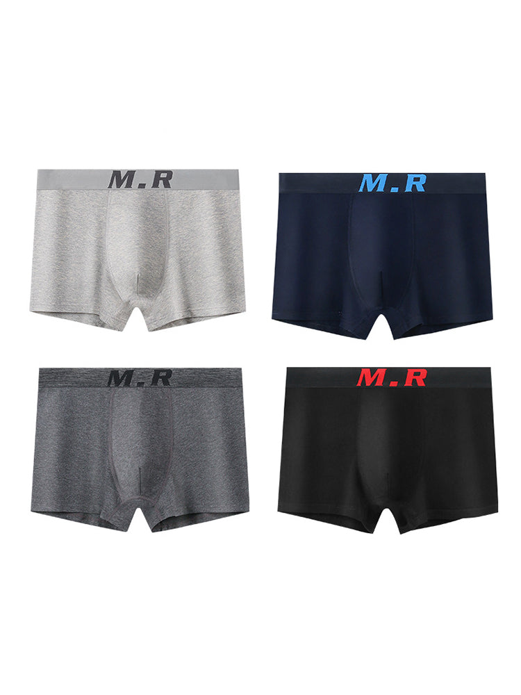 4 Pack Men's Comfortable Cotton Anti-Chafing High Elasticity Sports Boxer Briefs