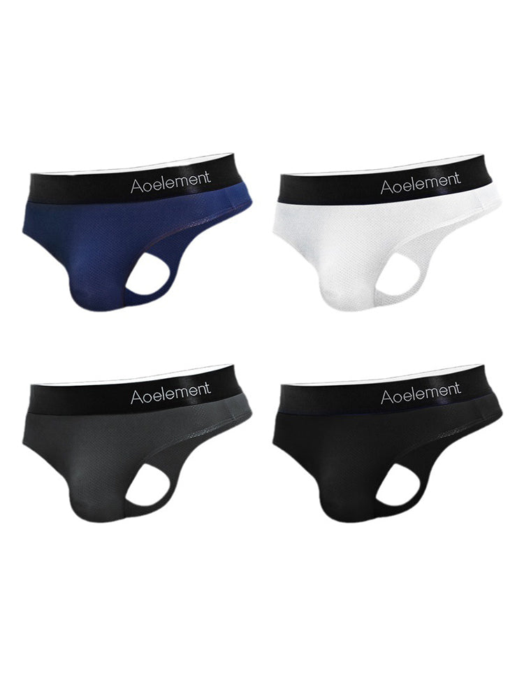 4 Pack Men's Low-Rise Stretchy U-Pouch Thongs