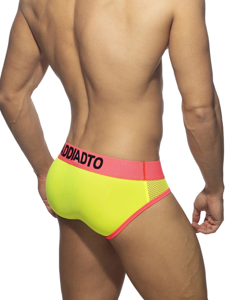 2-pack Men's Neon Mesh High-elastic U-convex Three-dimensional Pouch Sports Briefs