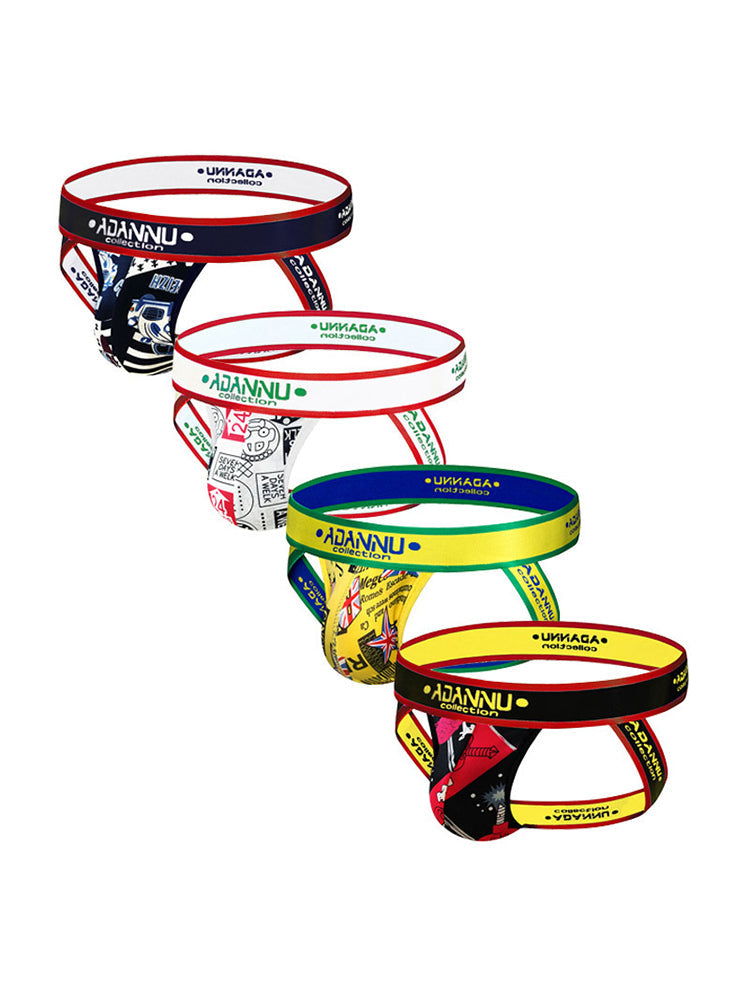 3-pack Men's Low-rise Wide-hem Elastic Printed Hip-baring Thongs