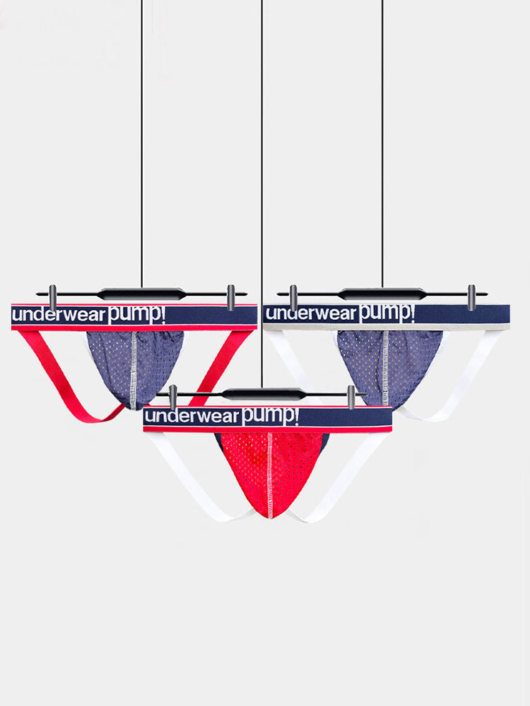 2 Pack Men's Sexy Elastic Waist Micro Mesh Cup Thong