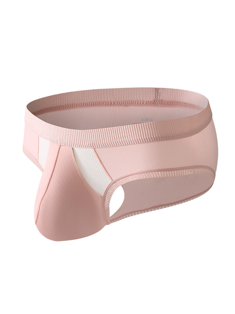 3 Pack Men's Low-Rise Ice Silk High-Stretch U-Convex Large Pouch Briefs