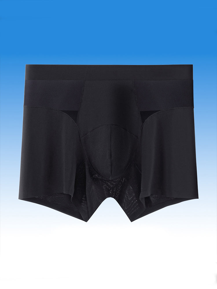 2 Pack Men's  Modal Seamless Antibacterial Anti-Chafing Leg Boxers Briefs & Midway Briefs