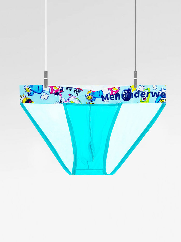 2 Pack Men's High-Cut Cartoon Waistband Breathable Semi-Transparent Bikini