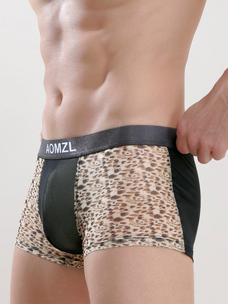 2-pack Men's Leopard Print Sexy Mesh Boxer Briefs