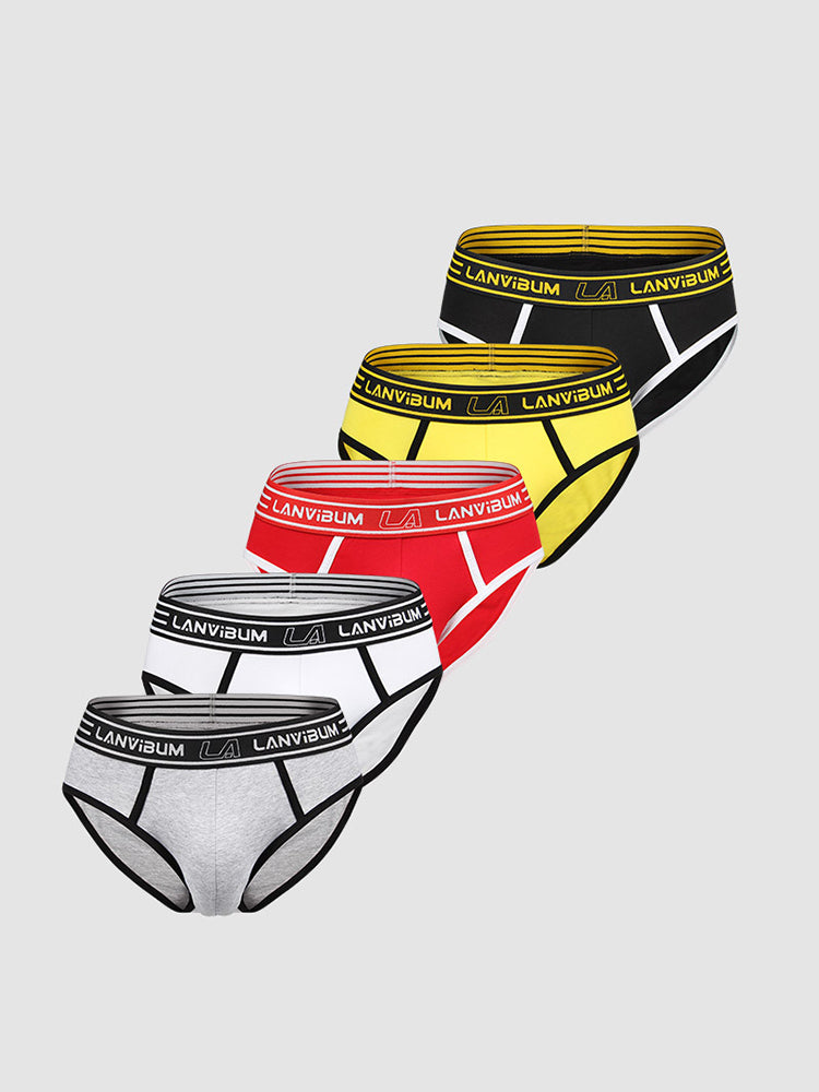 Men's Spliced Color Pouch Briefs