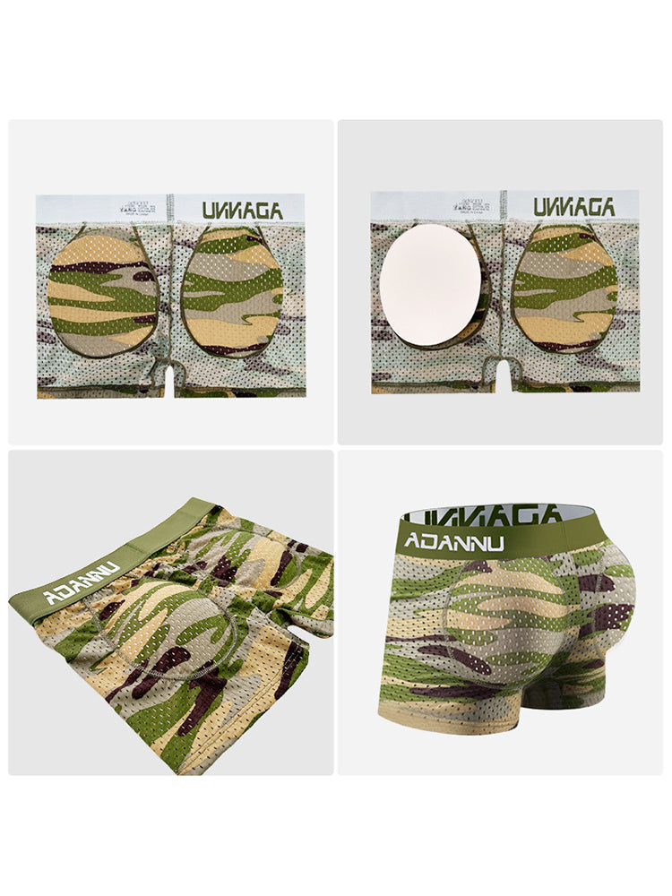 Men's Camouflage Removable Hip Pad Boxer Briefs