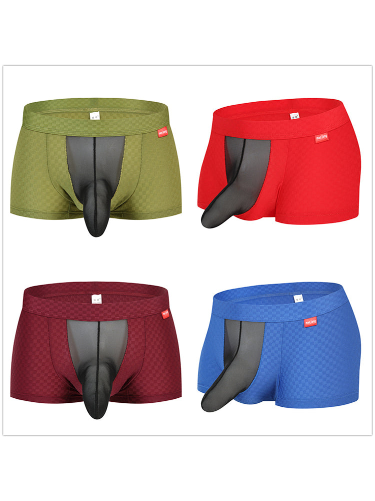 2 Pack Men's U-Pouch Ice Silk Sexy Trunks