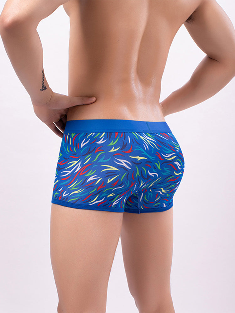 2 Pack Men's Colorful Printed Polyester Comfortable Breathable Trunks