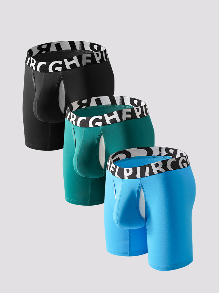 2 Pack Men's Long-Leg Anti-Chafing Performance Boxer Briefs