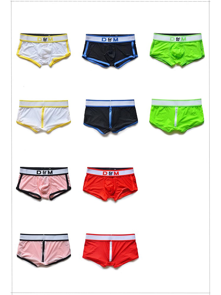 2 Pack Men's Fashionable Low-Rise Zipper Trunks