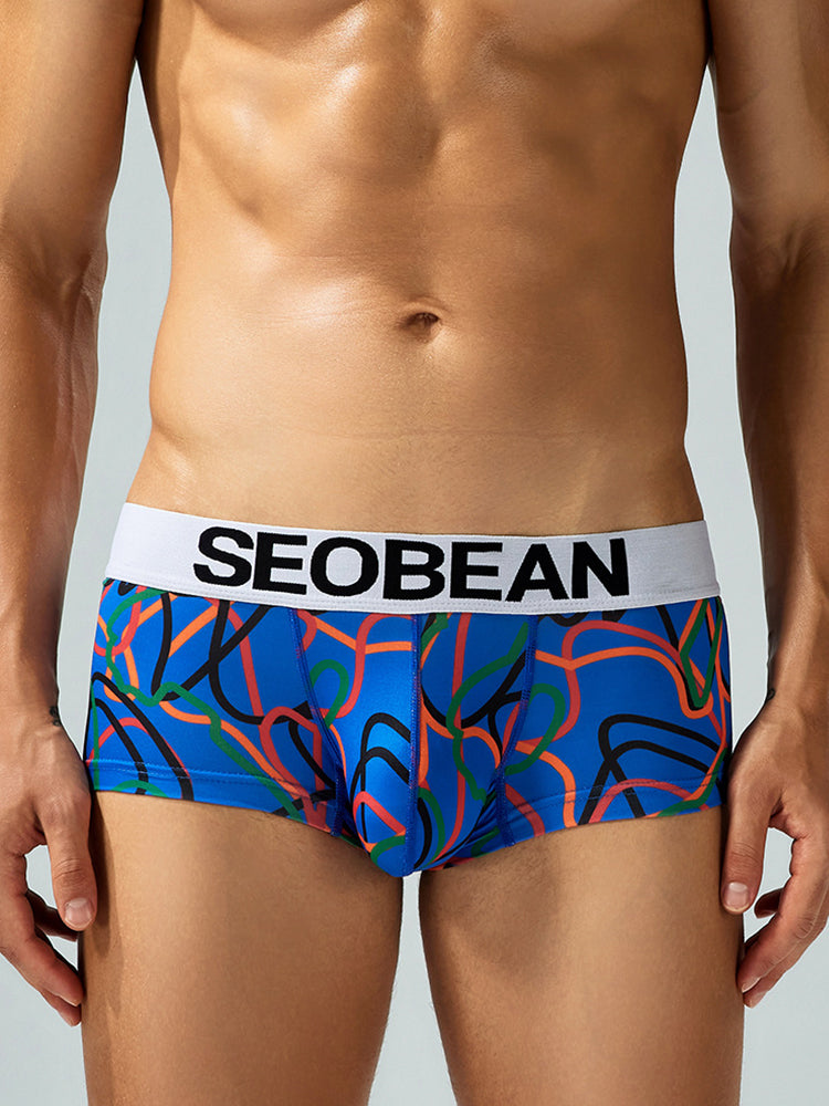 2 Pack Men's Comfortable Breathable Messy Lines Polyester Boxer Briefs