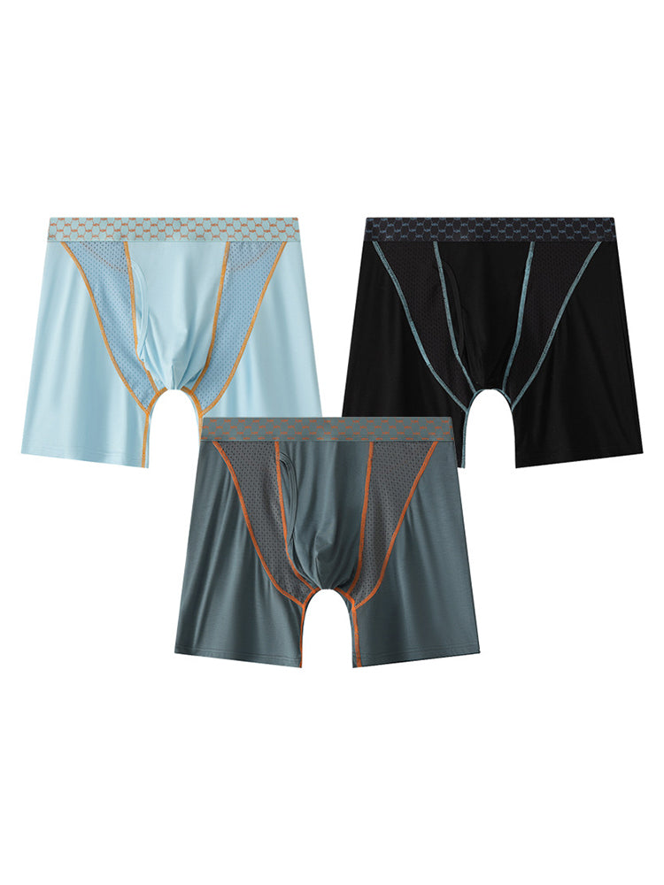 2 Pack Men's Nylon Breathable Sports Anti-Chafing Casual Business Boxer Briefs