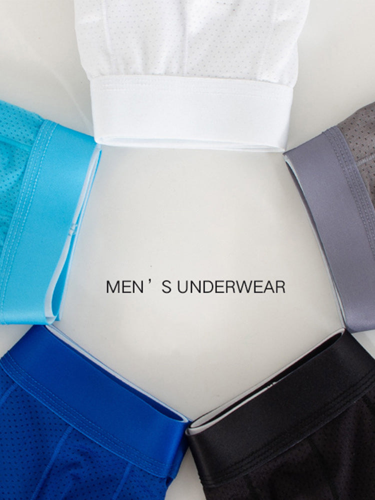 3 Pack Men's Mid Waist Breathable Mesh Home Aloha Boxers