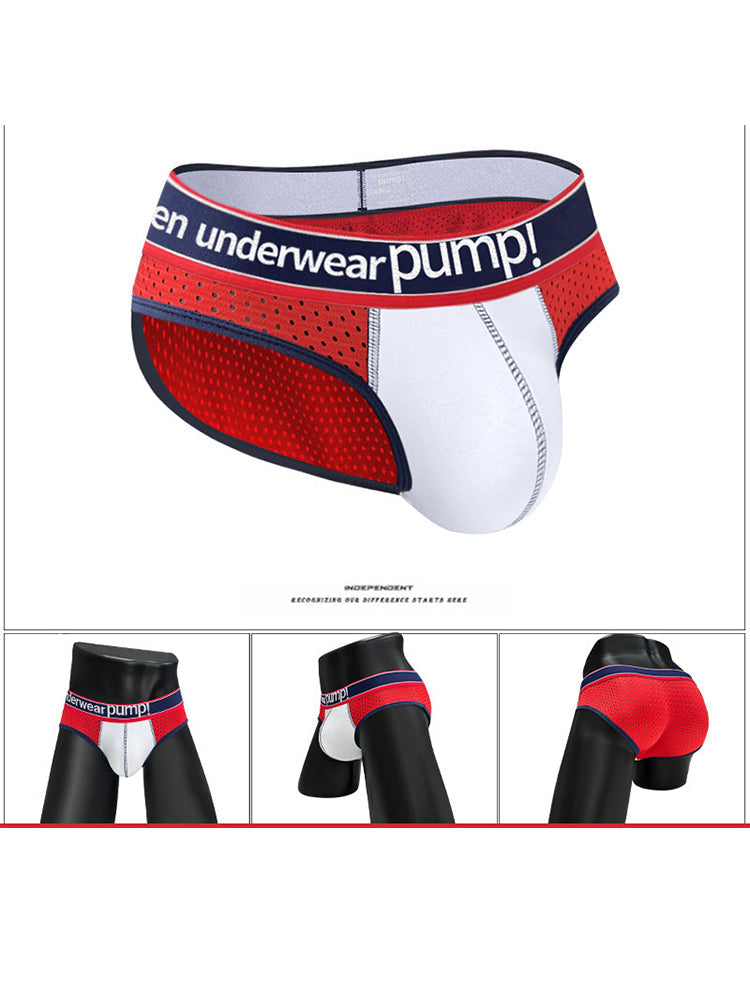 2 Pack Men's Breathable Mesh Comfortable U-convex Large Pouch Sports Briefs