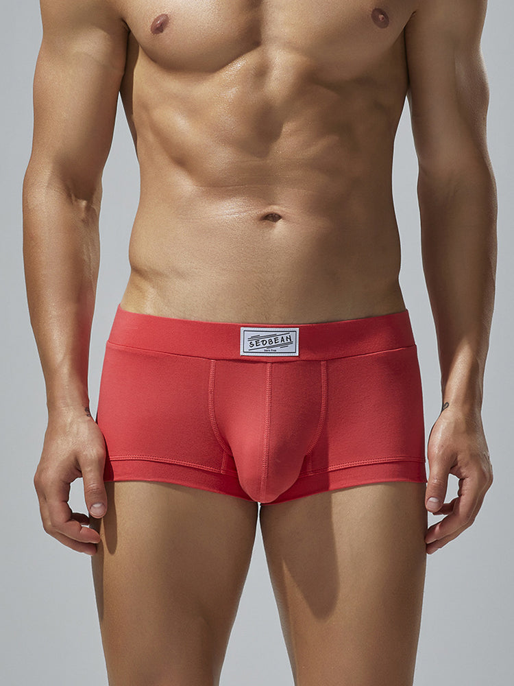 2 Pack Men's Low-Rise Solid Breathable Cotton Trunks