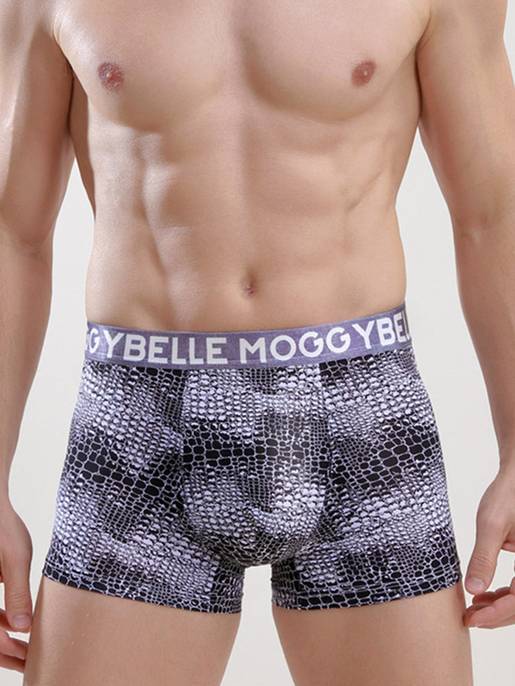 Men's Ice Silk Sexy Breathable Printed Boxers Briefs