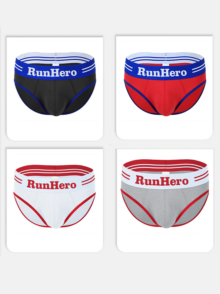 3 Pack Men's Low-Rise Sports Breathable Fitness Hip-Lifting Cotton Briefs