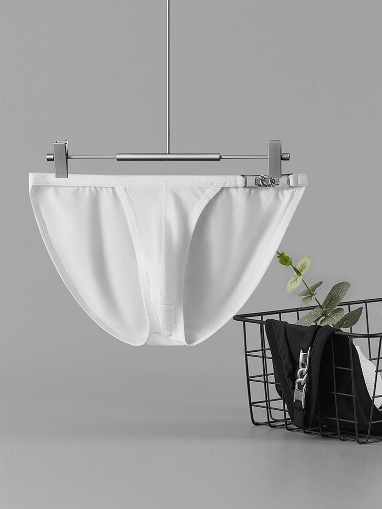 2 Pack Men's U-Pouch Low-Rise Metal-Clasp Thin Briefs