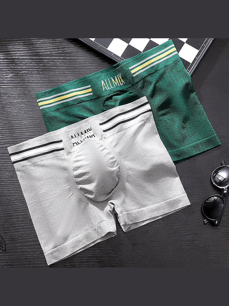 3 Pack ALLMIX Men's Sexy Striped Seamless Low Waist Boxers Briefs