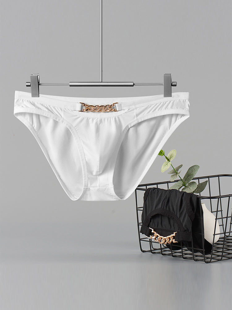 2 Pack Men's U-Pouch Design Metal-Clasp Thin Briefs
