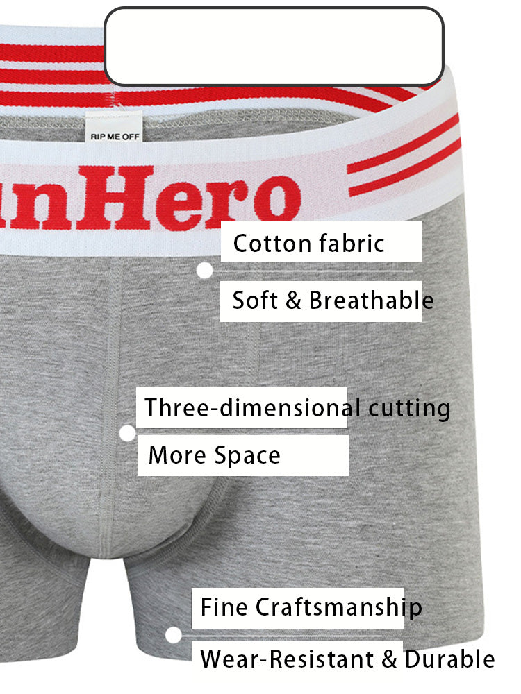 3 Pack Men's Solid Color Sports Breathable Cotton Large Pouch Boxer Briefs